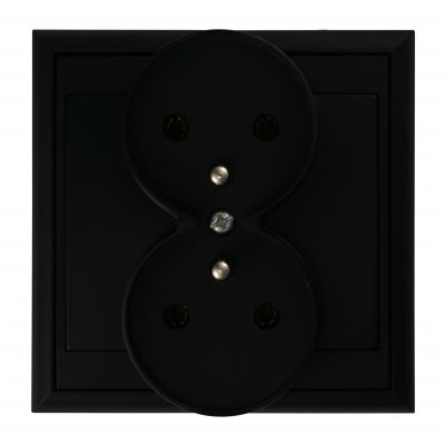 Gniazdo podwójne podtynkowe 2x2P+Z Luna, 16A, 250V, PT-6LR, czarny (OR-OE-7606/B)