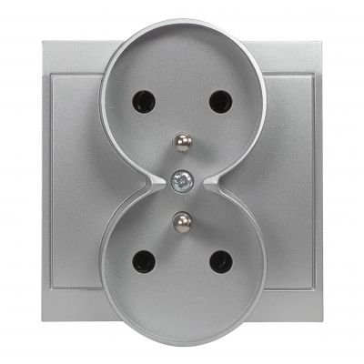 Gniazdo podwójne podtynkowe 2x2P+Z Luna, 16A, 250V, PT-6LR, srebrny (OR-OE-7606/G)
