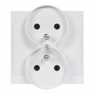 Gniazdo podwójne podtynkowe 2x2P+Z Luna, 16A, 250V, PT-6LR, biały (OR-OE-7606/W)