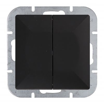 Łącznik podtynkowy schodowy podwójny Pearl, 10A, 250V, WP-2/5P, czarny (OR-OE-7702/2/B)