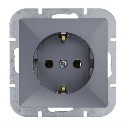 Gniazdo pojedyncze podtynkowe 2P+Z Schuko Pearl, 16A, 250V, PT-17P, antracyt (OR-OE-7705(GS)/A)