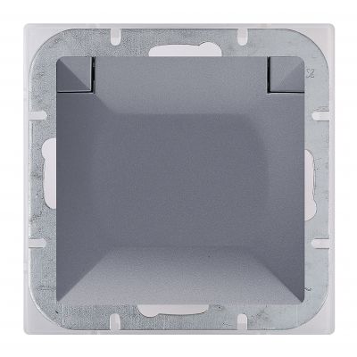 Gniazdo pojedyncze podtynkowe 2P+Z Schuko bryzgoszczelne z klapką Pearl, 16A, 250V, PT-17PH, antracy (OR-OE-7705(GS)/AA)