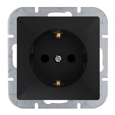 Gniazdo pojedyncze podtynkowe 2P+Z Schuko Pearl, 16A, 250V, PT-17P, czarny (OR-OE-7705(GS)/B)