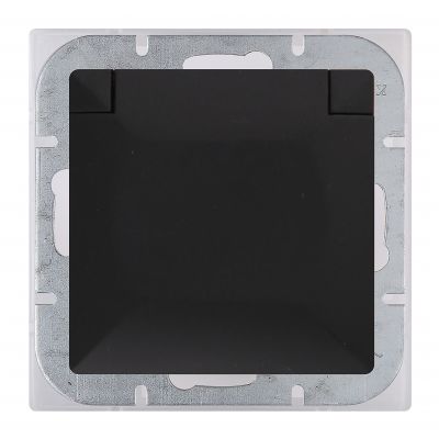 Gniazdo pojedyncze podtynkowe 2P+Z Schuko bryzgoszczelne z klapką Pearl, 16A, 250V, PT-17PH, czarny (OR-OE-7705(GS)/BB)