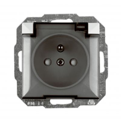 Gniazdo pojedyncze podtynkowe 2P+Z bryzgoszczelnie z klapką Pearl, 16A, 250V, PT-16PHL, biały (OR-OE-7705/WT)