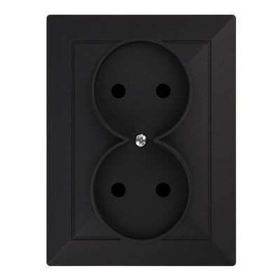 Gniazdo podwójne podtynkowe 2x2P Pearl, 16A, 250V, PT-5 P, czarny (OR-OE-7706/2P/B)