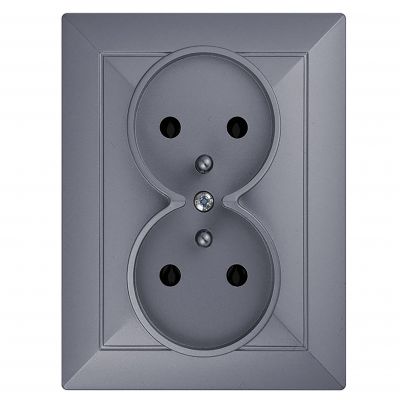 Gniazdo podwójne podtynkowe 2x2P+Z Pearl, 16A, 250V, PT-6 P, antracyt (OR-OE-7706/K/A)