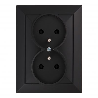 Gniazdo podwójne podtynkowe 2x2P+Z Pearl, 16A, 250V, PT-6 P, czarny (OR-OE-7706/K/B)