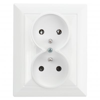 Gniazdo podwójne podtynkowe 2x2P+Z Pearl, 16A, 250V, PT-6 P, biały (OR-OE-7706/K/W)