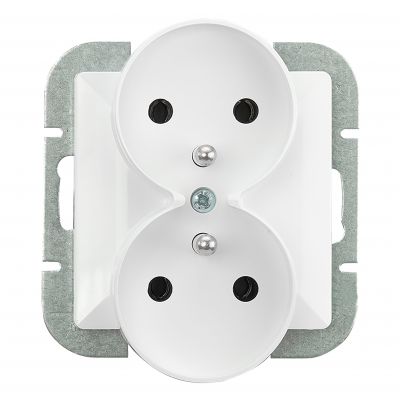 Gniazdo podwójne podtynkowe 2x2P+Z Pearl, 16A, 250V, PT-6 PR, biały (OR-OE-7706/W)