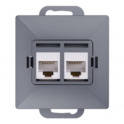 Gniazdo 2xRJ45 Cat5 Pearl, RJ45-5CAT/P2, antracyt (OR-OE-7715/2/A)