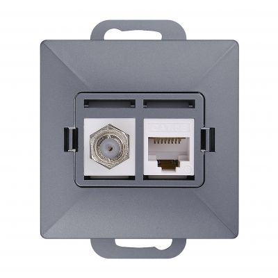 Gniazdo pojed. typu F + Gniazdo 1xRJ45 Cat6 Pearl, TV/F+RJ45/P, antracyt (OR-OE-7718/A)