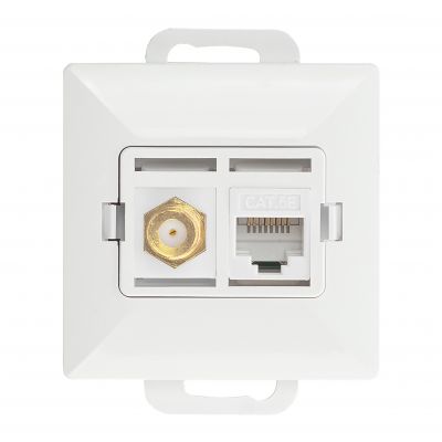 Gniazdo pojed. typu F + Gniazdo 1xRJ45 Cat6 Pearl, TV/F+RJ45/P, biały (OR-OE-7718/W)