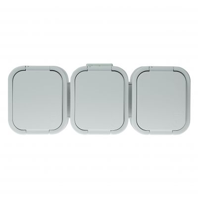 Gniazdo potrójne natynkowe 3x2P+Z, bryzgoszczelne z klapką B2, IP54, NT-316 B2, biały (OR-OE-7809/W)