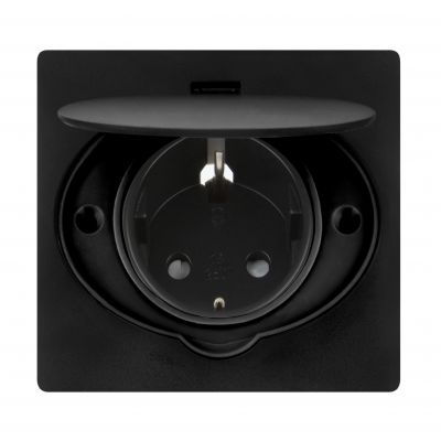 Hermetyczne gniazdo elektryczne, IP44, 1x2P+Z(Schuko), czarne (OR-AE-1397(GS)/B)