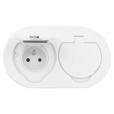 Hermetyczne gniazdo elektryczne podwójne owalne IP55 2x2P+Z(French) białe ORNO (OR-GM-9046/W)