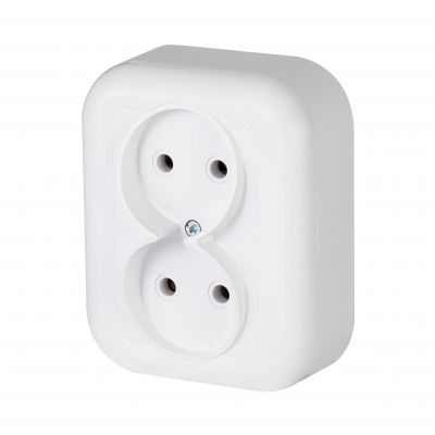 Gniazdo podwójne natynkowe 2x2p 16A, 250V, FAN, biały (NT-5F BIAŁY)