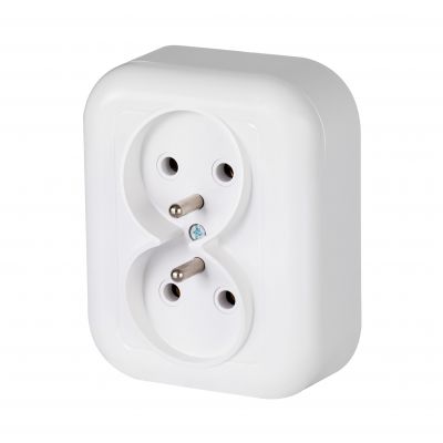 Gniazdo podwójne natynkowe 2x2p+Z 16A, 250V, FAN, biały (NT-6F BIAŁY)
