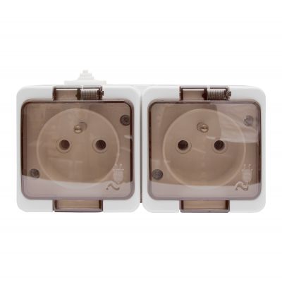 Gniazdo podwójne 2P+Z bryzgoodporne z klapką dymną IP44, SMART, biały (NT-6SL BIAŁY)