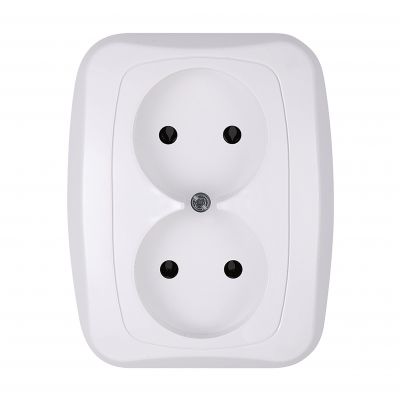 Gniazdo podwójne podtynkowe 2x2p 16A, 250V, ATUT, biały (PT-5A BIAŁY)