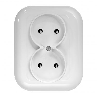 Gniazdo podwójne podtynkowe 2x2p 16A, 250V, FAN, biały (PT-5F BIAŁY)
