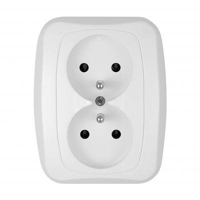 Gniazdo podwójne podtynkowe 2x2p+Z 16A, 250V, ATUT, biały (PT-6A BIAŁY)