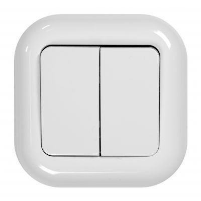 Łącznik podwójny podtynkowy 10A, 250V, świecznikowy, FAN, biały (WP-2F BIAŁY)