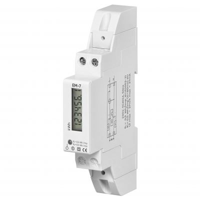 1-fazowy cyfrowy wskaźnik zużycia energii elektrycznej, 40A, 1 moduł, DIN TH-35mm (EM-7)
