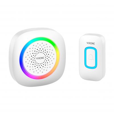 PELA AC, dzwonek bezprzewodowy sieciowy, learning system, 60 dźwięków, LED RGB, 300m, biały (DB-7/W)