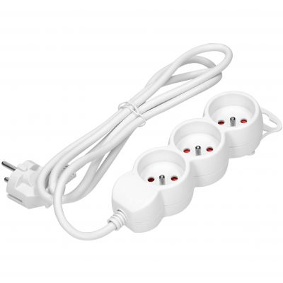 Przedłużacz potrójny listwa zasilająca 3 gniazda kabel 1,4m biały 2300W ORNO (ES-8/W/1,4)
