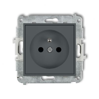KARLIK MINI Gniazdo pojedyncze z uziemieniem 2P+Z (przesłony torów prądowych) grafitowy mat 28MGP-1zp (28MGP-1zp)