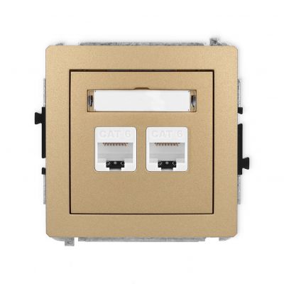 KARLIK DECO Gniazdo podwójne komputerowe 2xRJ45, kat. 6, 8-stykowy złoty metalik 8DGK-4 (8DGK-4)