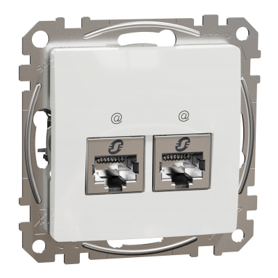 Sedna Design Gniazdo komputerowe podwójne 2x RJ45 kat.6A STP białe SDD111467S SCHNEIDER (SDD111467S)
