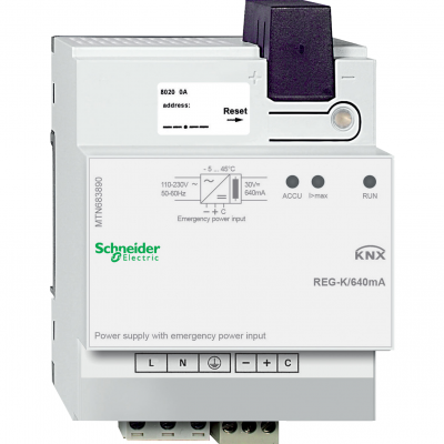 KNX zasilacz REG-K 640mA jasnoszary do podłączenia zasilacza awaryjnego MTN683890 SCHNEIDER (MTN683890)