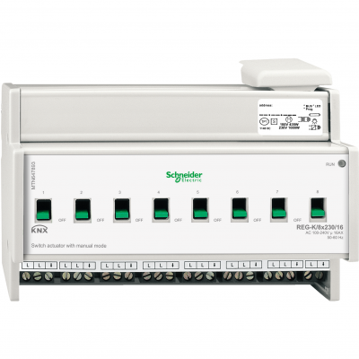 KNX aktor załączający REG-K 8x 16 A jasnoszary z uruchomieniem ręcznym MTN647893 SCHNEIDER (MTN647893)