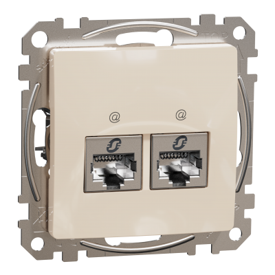 Sedna Design & Elements Gniazdo komputerowe podwójne RJ45 kat. 5e STP beżowy SDD112452S SCHNEIDER (SDD112452S)