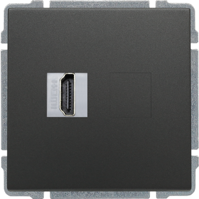 KOS 66 ; Gniazdo multimedialne HDMI, bez ramki, GRAFIT (666050)