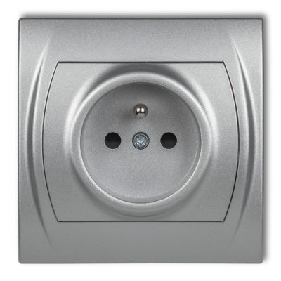 KARLIK LOGO Gniazdo pojedyncze z uziemieniem 2P+Z (przesłony torów prądowych) srebrny metalik 7LGP-1zp (7LGP-1zp)