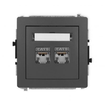KARLIK DECO Gniazdo podwójne komputerowe 2xRJ45, kat. 6, ekranowany, 8-stykowy grafitowy mat 28DGK-6 (28DGK-6)