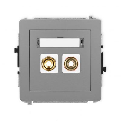 KARLIK DECO Gniazdo pojedyncze głośnikowe (typu banan - czerwony i czarny, pozłacany, 4 mm2, skręcany) szary mat 27DGG-4 (27DGG-4)