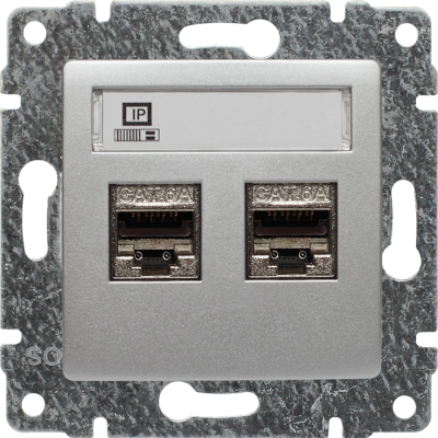 VENA ; Gniazdo komputerowe podwójne 2xRJ45, bez ramki,  ; ALUMINIUM (514068)