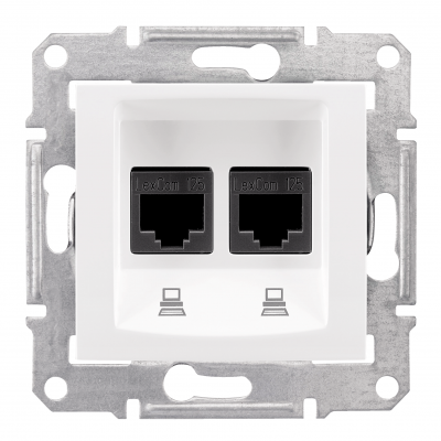 Sedna gniazdo komputerowe podwójne 2x RJ45 kat.5e UTP biały SDN4400121 SCHNEIDER (SDN4400121)