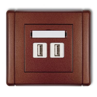 KARLIK FLEXI Gniazdo podwójne 2xUSB A-A 2.0 brązowy metalik 9FGUSB-2 (9FGUSB-2)