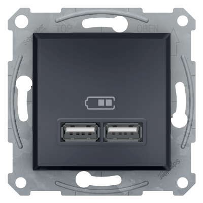 Asfora Ładowarka USB typu A+A 2,1A bez ramki antracyt EPH2700271 SCHNEIDER (EPH2700271)