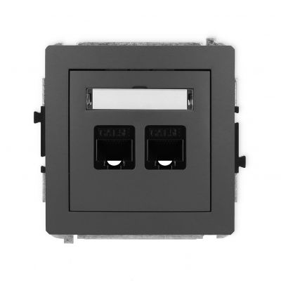 KARLIK DECO Gniazdo podwójne komputerowe 2xRJ45, kat. 5e, 8-stykowy grafitowy mat 28DGK-2 (28DGK-2)
