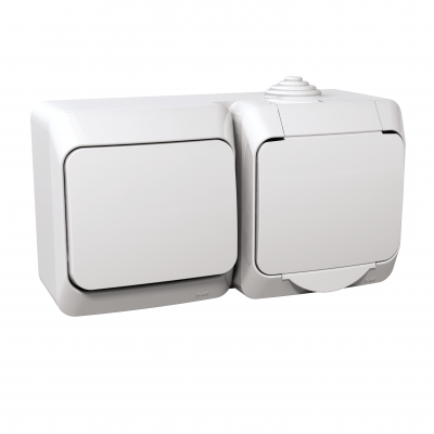 Cedar Plus zestaw łącznik+gniazdo IP44 biały WDE000580 SCHNEIDER (WDE000580)