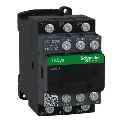 Stycznik mocy TeSys D [AC-3] 9A 3P 1Z 1R kolejowy cewka 110VDC niski pobór LC1D096FLS207 SCHNEIDER (LC1D096FLS207)
