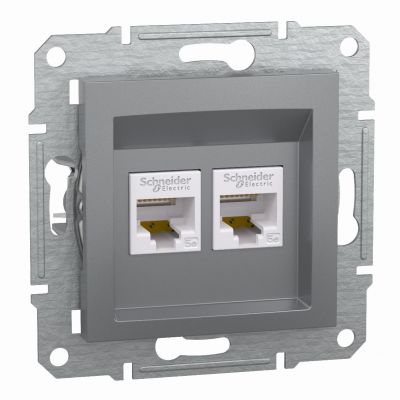 Asfora gniazdo komputerowe podwójne 2x RJ45 kat.5e UTP bez ramki stal EPH4400162 SCHNEIDER (EPH4400162)