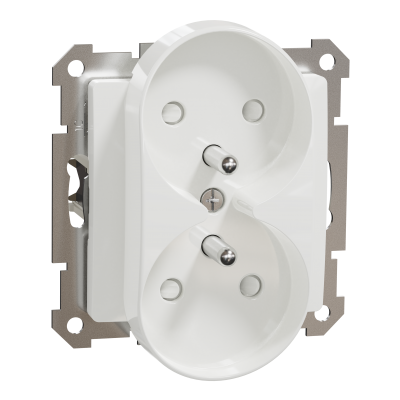 Sedna Design & Elements Gniazdo podwójne z przesłonami (do ramek Elements) białe SDD111271 SCHNEIDER (SDD111271)