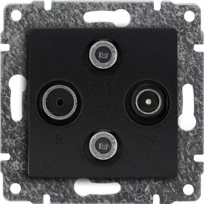 VENA ; Gniazdo antenowe TV SAT podwójne, bez ramki,  ; ANTRACYT (516178)